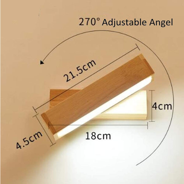 Moderne LED-vegglampe innendørs vegglampe varm hvit trevegglampe 360° roterbar vegglampe vegglamper for soverom, bad, stue