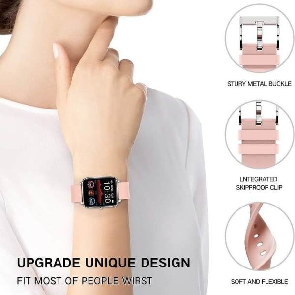 P22 P32 P36 Smart Watch Rem til 20mm Blød Silikone Udskiftningsrem Pink