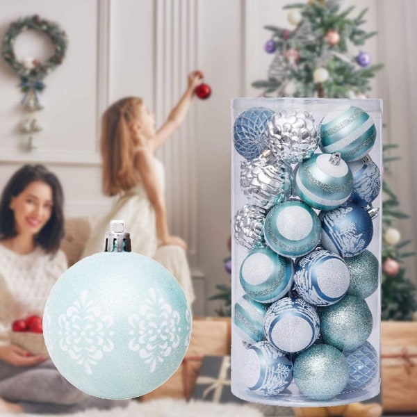 Julekuler 30 bøtter med skinnende matte julekuler KLB