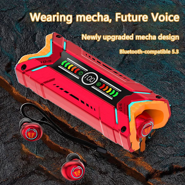 Futuristisen Sci-fi Mecha -tyyliset TWS langattomat Bluetooth 5.3 -punaiset