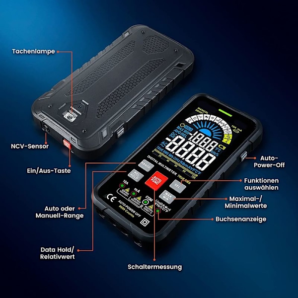 Digitalt multimeter med 10000 tellinger, Kaiweets KM601 intelligent