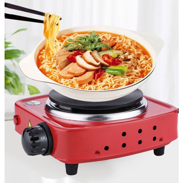 Mini el-komfur, kogeplade el-komfur, enkelt elektrisk hoved, bradepande egnet til varm gryde madlavning (national standard 220V, rød) 1 stk.