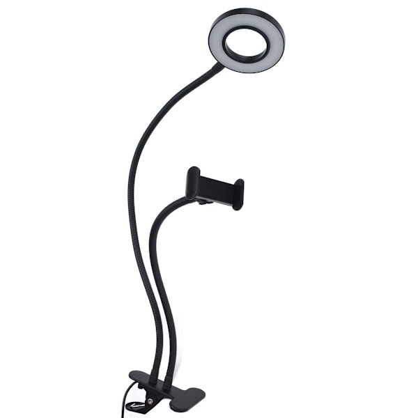 Justerbar multifunktionel USB selfie ringlys til mobiltelefoner KLB