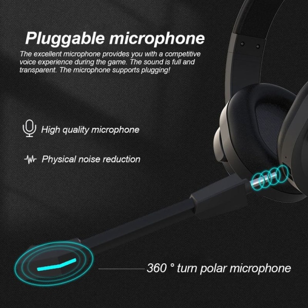 Gaming headset med mikrofon, Bluetooth gaming hörlurar med