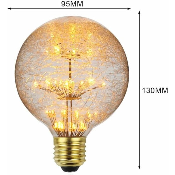 Led Vintage Glødelampe RGB Fyrværkeri Edison Pære G95 3W 220/240V E27 Dekorativ Pære (Fiberglas Fyrværkeri) KLB
