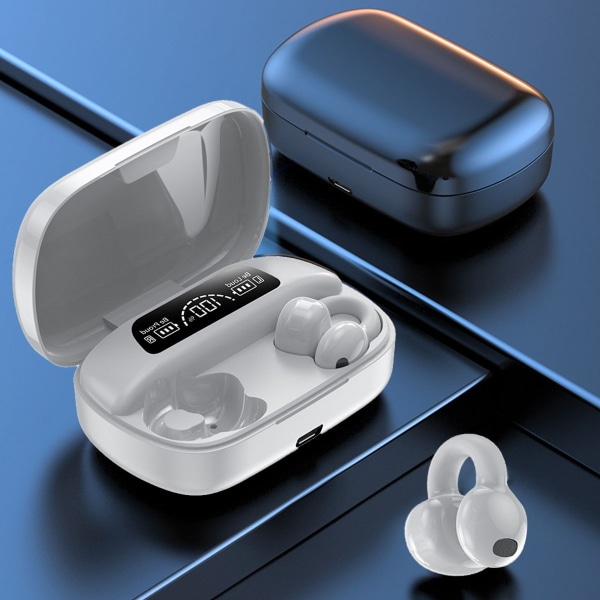 Trådlösa öronklämmor Benledning Hörlurar Bluetooth Vit