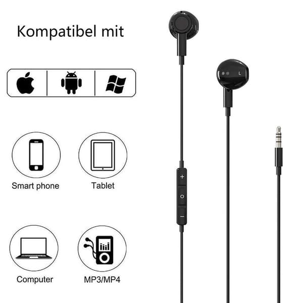 Högupplösta in-ear-hörlurar med kabel, extra bas, brusreducerande,