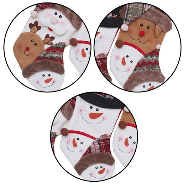 Julstrumpor Set om 3 Jultomte Snögubbe Ren Julkaraktärer