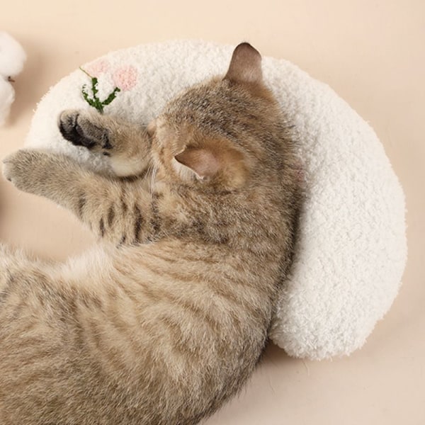 Lille pude til katte, ultrablødt og fluffy beroligende legetøj til kæledyr, Halv donut cuddler til ledaflastning, forbedre søvnen, maskinvaskbar.