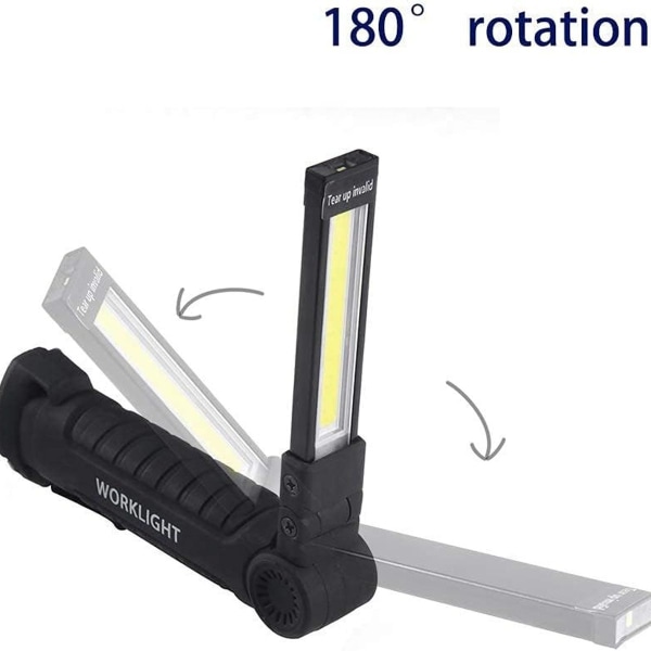 USB-ladattava taskulamppu LED-työvalo Kannettava magneettinen COB-ripustuskoukku KLB