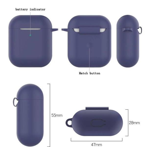 Airpods-skallbeskyttelsesdekselet er kompatibelt med den blå/marineblå