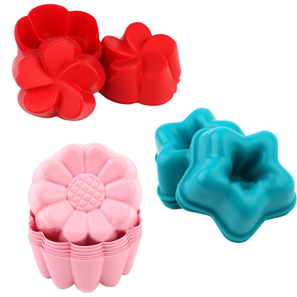 30 st silikonbakformar, silikonkoppar, non-stick muffinsform, tvättbar