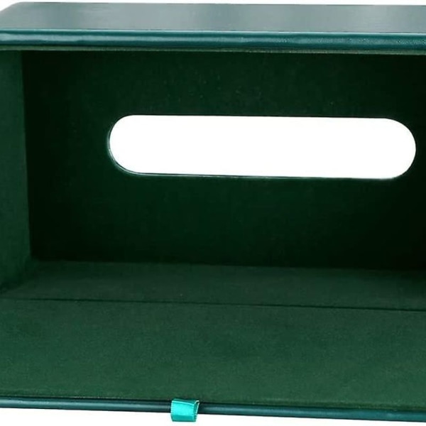 Rektangulär läder servettbox (mintgrön)