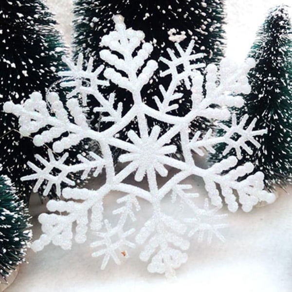 Sett med 24 Glitter Snowflake julepynt KLB