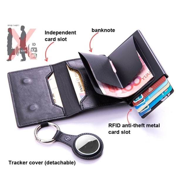 RFID nøglering Tracker Case Locator Kortholder tegnebog til AirTag (beige