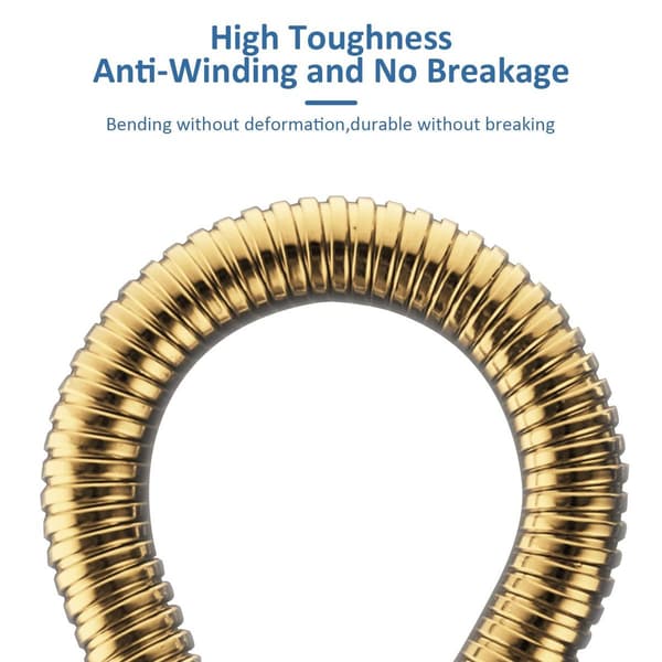 Bruseslange 1,5 m guld rustfrit stål krom bruseslange anti-twist anti-eksplosion
