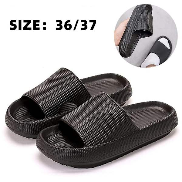 Unisex badtofflor, halkfria, snabbtorkande (svart, 36/37)
