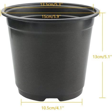 50-pack svarta plastkrukor, 15 cm