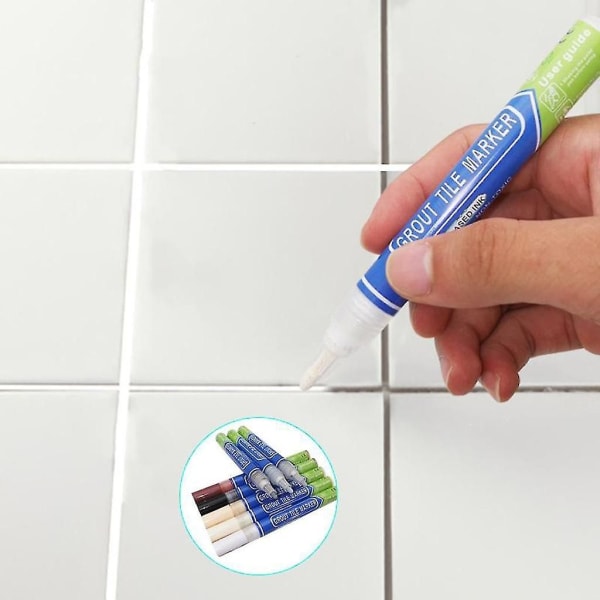 2x vanntett flisfugepenn for reparasjon av flisgap Refill Anti-mugg veggfugepenn (beige)