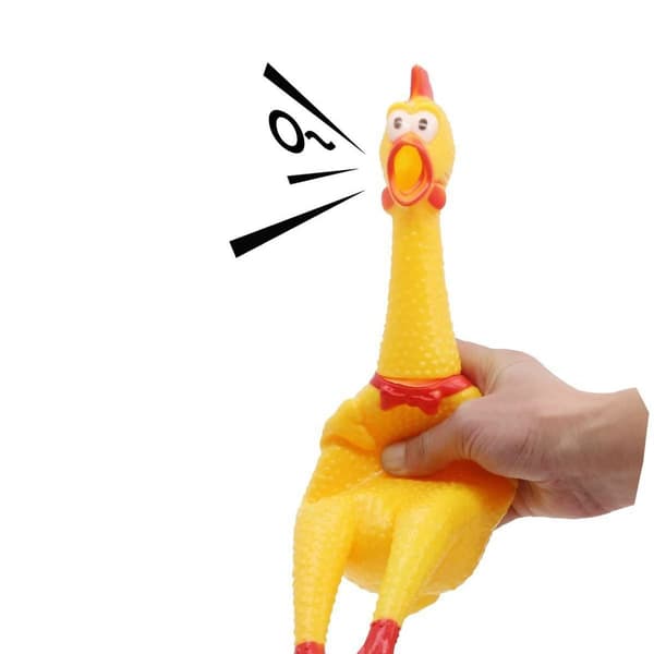 Nyhet Square Squealing Chicken Hund Leksak - Stor - Gul KLB