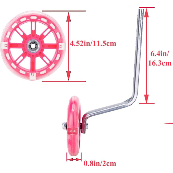 Stödhjul för barncyklar, 12-20 tum, rosa