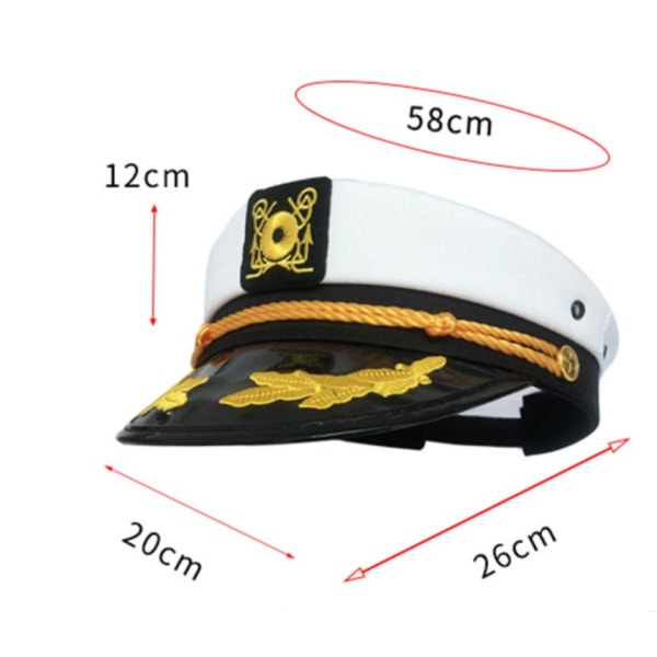 Captain's Yacht Sailors Hat Snapback justerbar havkasket Marineblå kostumetilbehør (1 stk)