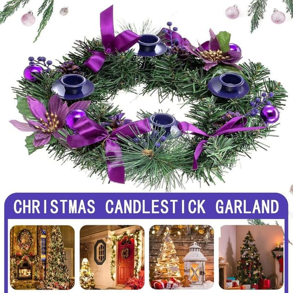 Gran julkrans med kottar, bär, advent