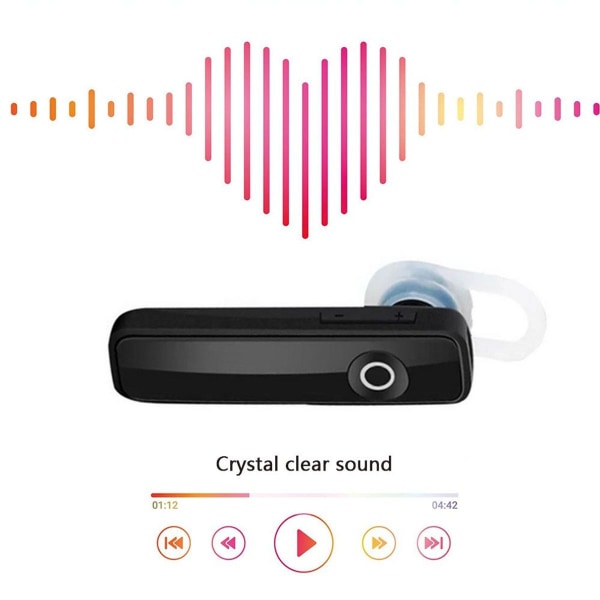 Bluetooth-headset, trådløst headset til håndfri mobilopkald i sort