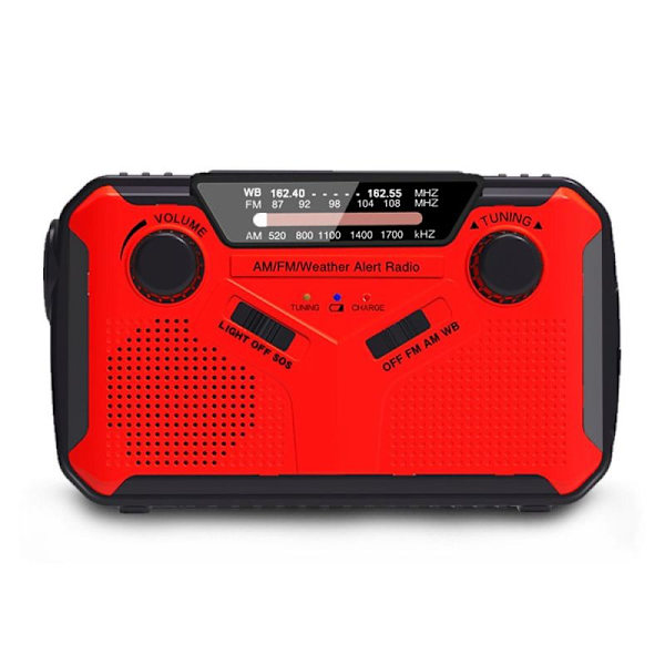 Solradio, AM/FM bærbar sveiveradio, Dynamo nødradio med 4000 mAh