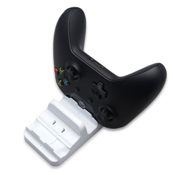 Dubbel laddningsdocka för Xboxone handkontroll trådlös handkontroll, vit KLB