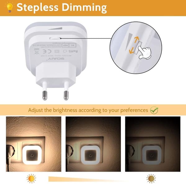 Set med 4 dimbara LED-nattlampor med skymningssensor 0,2 KLB