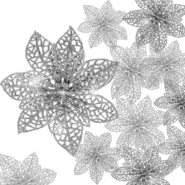 36 st julblommor glitter konstgjorda julblommor, 8/10/15 cm KLB