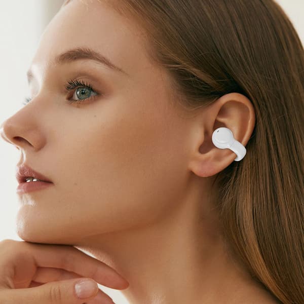 Bluetooth trådløse øretelefoner øreklips headset knoglehvid