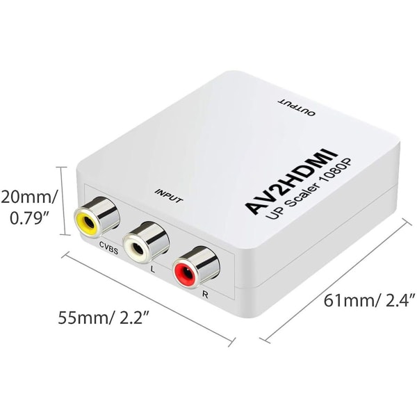 RCA Komposit CVBS AV till HDMI Video Audio Konverter Adapter för Kamera DVD VHS