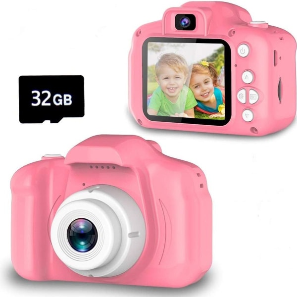 Barnekamera, display 1080P HD digitalkamera for 4-14 rosa KLB