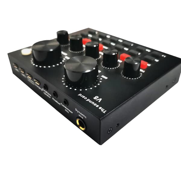 V8P live lydkort, ett-trykks demping, stemmeendring, dobbel mikrofon KLB