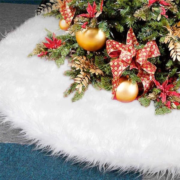 Træ tæppe underlag tæppe juletræ tæppe Ø 78 cm, hvid - KLB