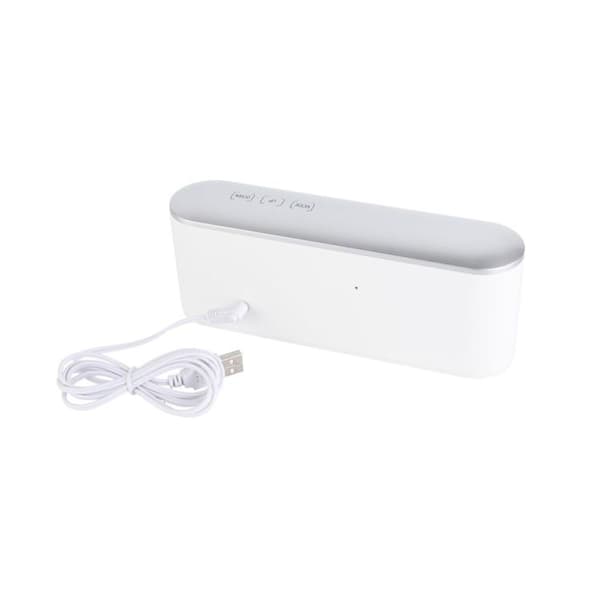 Husholdnings LED-speil, multifunksjonell elektronisk klokke, husholdningstermometer (hvit