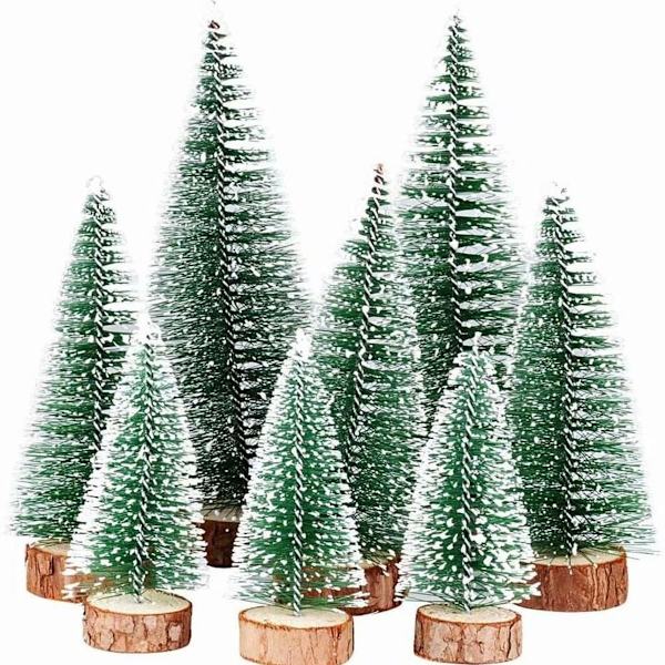 8 st 3 storlekar Mini Julgran Artificiell Miniatyr Julgran Grön Mini KLB