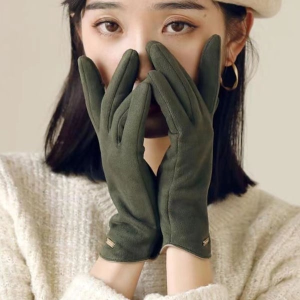 Lämpimät naisten talvihanskat, joissa herkkä kosketusnäyttö tekstiviestien sormet vihreä KLB