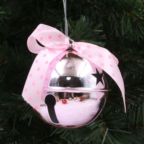 Målade smidesjärns julgransprydnader Klockor Rosa KLB