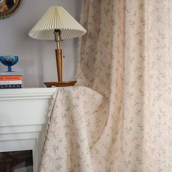 Boho ugjennomsiktige gardiner, beige bomullslin macrame gardiner med KLB