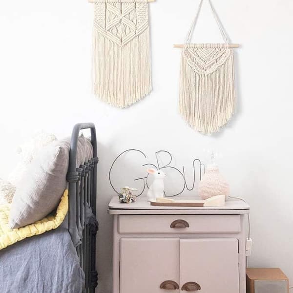 Mkouo Set med 2 Macrame Väggkonst Vävd Väggdekoration KLB