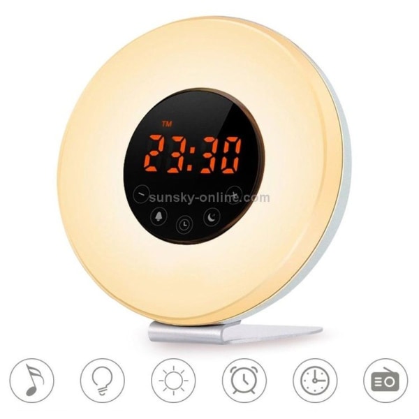 LED Touch Smart Wake Up Light Vekkerklokke med FM-radio