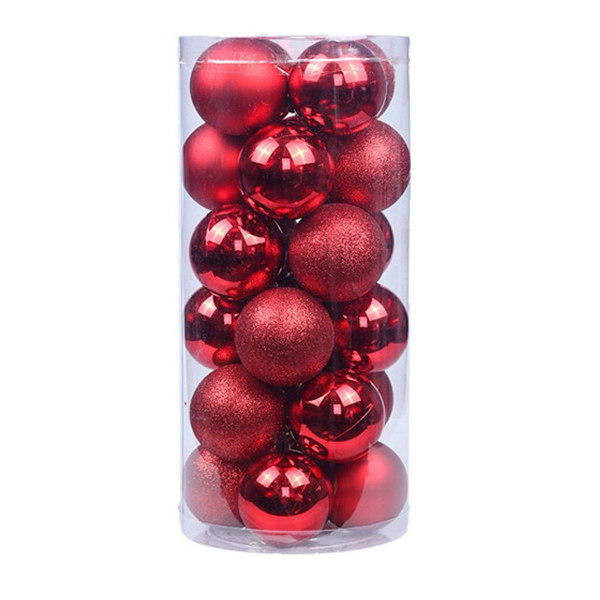 24 stk. 4 cm julekugle ornamenter røde KLB