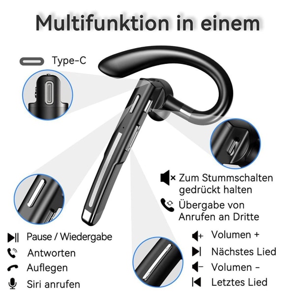 Bluetooth-kuulokkeet mikrofonilla, Bluetooth-kuulokkeet 5.1 CVC 8.0 -kaksoismikrofonilla LED