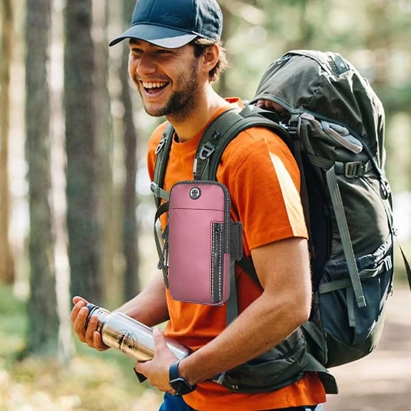 Utomhussport mobiltelefon armväska gjord av polyesterfiber för män och röd