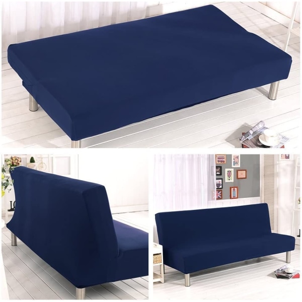 Elastisk Clic Clac-betræk til 3-personers sofa, ensfarvet betræk til stuen, marineblå