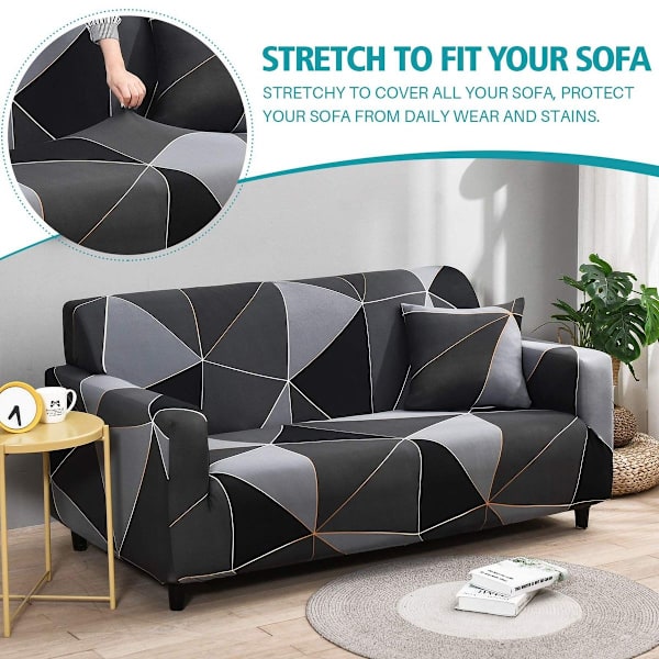 Elastisk sofaovertrekk, stretch sofa setetrekk 2 seter sklisikker sofaovertrekk