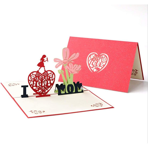 3D-syntymäpäiväkortti, kiitoskortti, kiitoskortti, I Love Mom -popup-kortti, kirjekuorella-